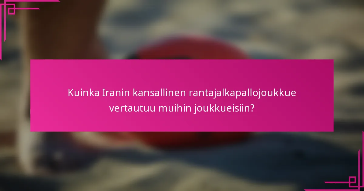 Kuinka Iranin kansallinen rantajalkapallojoukkue vertautuu muihin joukkueisiin?