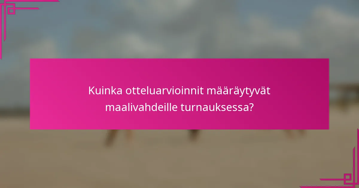 Kuinka otteluarvioinnit määräytyvät maalivahdeille turnauksessa?